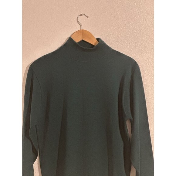 Pendleton Sweater Womens Medium Green Mock Neck 100% Cotton Made in USA Pullover - Picture 4 of 6